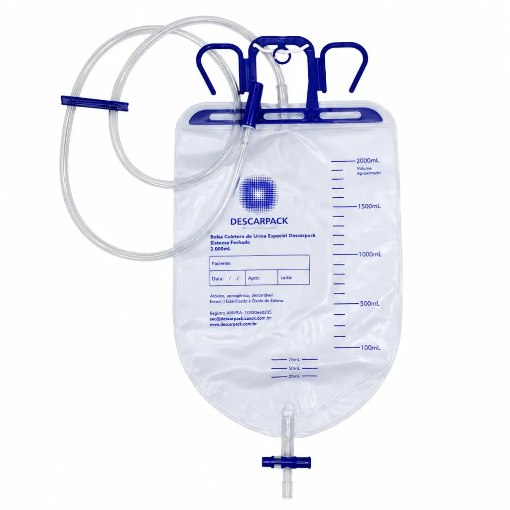 Coletor de Urina de Perna Sistema Fechado 2000mL Descarpack